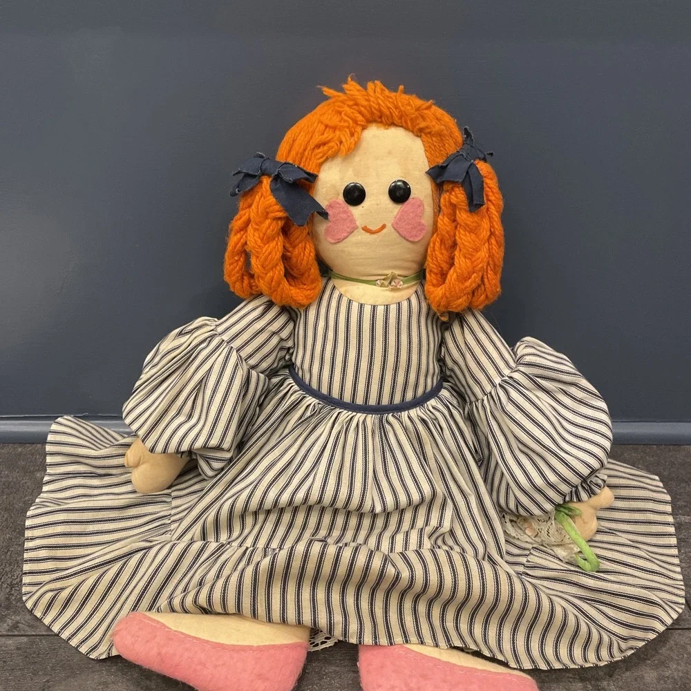 VTG 70s Happenings In Boutiques Doll Yarn Hair Cloth Ragdoll Detachable Skirt